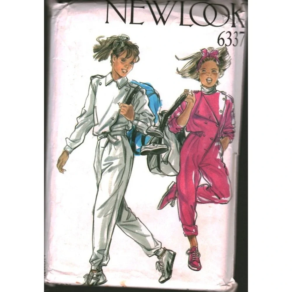 New Look 6337 Vintage Sewing Pattern Kids Jumpsuit Age 4-14 Boys Girls 80s Retro